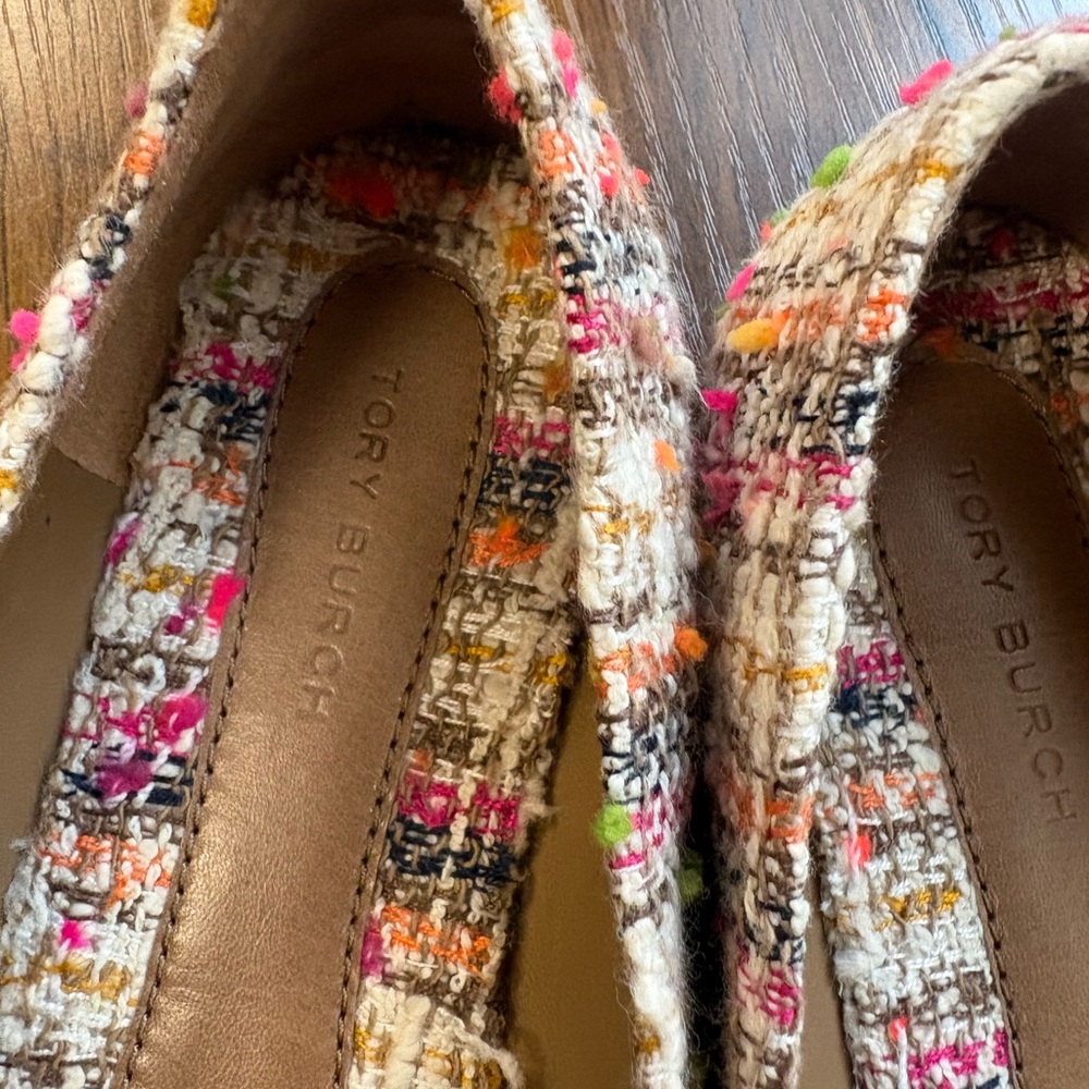 Tory Burch Colorful Tweed Flats with Gold Accent - Picture 5 of 12